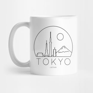 Minimalist Tokyo Japan Skyline Lineart Black and White Mug